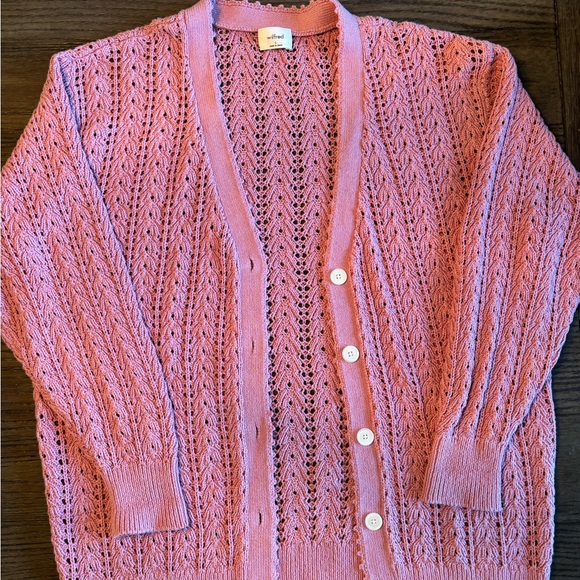 Wilfred Sweaters - Aritzia Wilfred Rose Pink pointelle Cardigan S